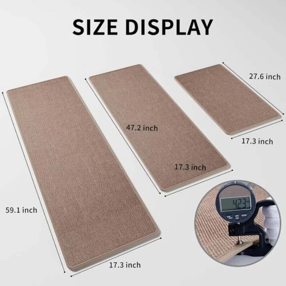 New 17 x 30In Non-Slip Kitchen Rug, Washable Absorbent Brown Floor Mat for Home